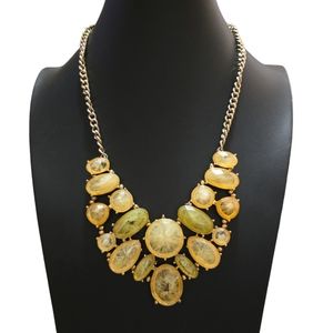 18" Vintage Yellow Faceted Bib Fashion Necklace Lot 6